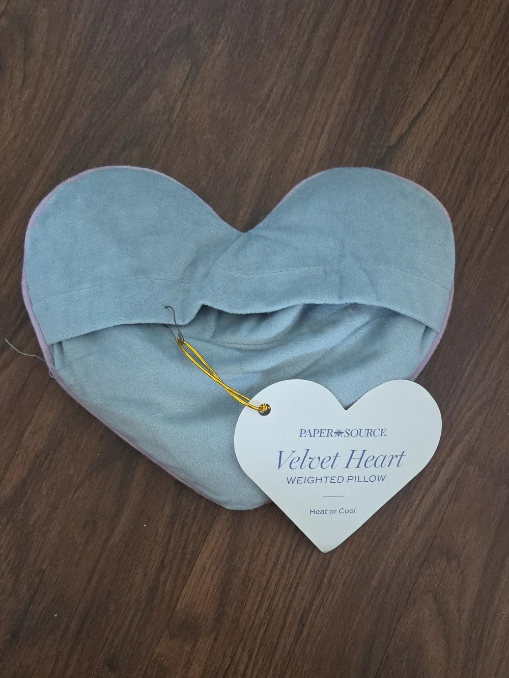 Paper Source Velvet Heart Pillow in Light Blue with Pale Pink Trim NWT